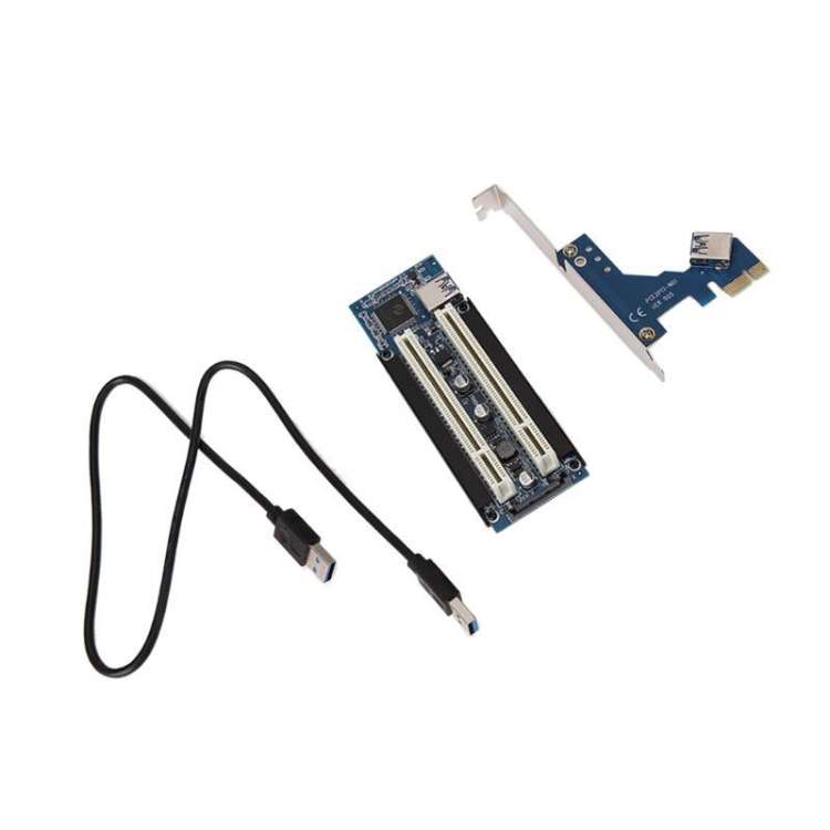 PCI-E 1X To Dual PCI Riser Card Extend Adapter Add Expansion Card For PC Computer