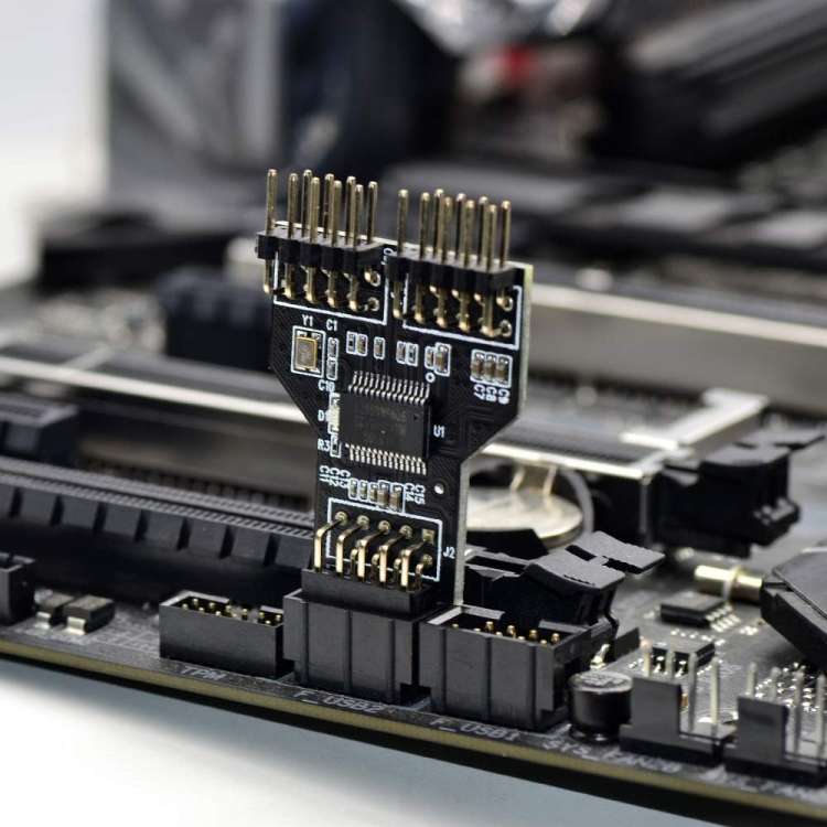9 Pin USB Header Female 1 To 2 Male Board 9-Pin USB 2.0 HUB Connector Adapter