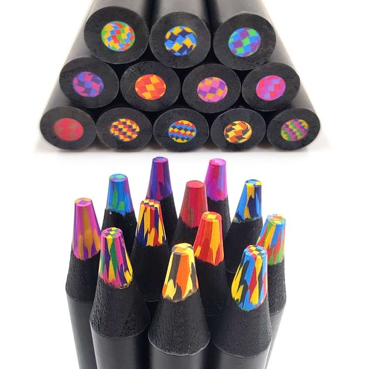 12pcs /Set  Rainbow Pencils Wooden Colored Pencil For Kids Adults Art Drawing