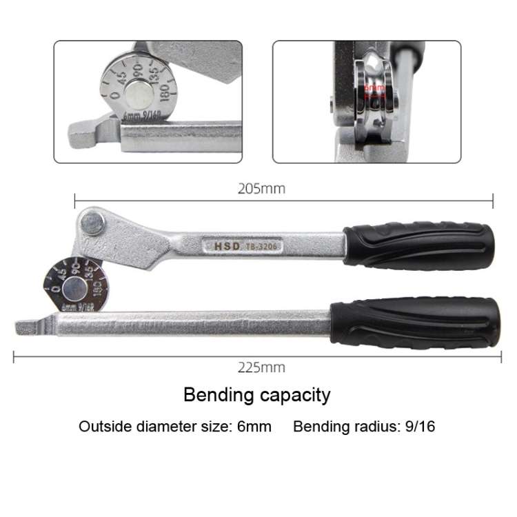 HSD TB-3206 6mm Diameter Manual Stainless Steel Pipe Iron Tube Bender Air Conditioner Copper Pipe A