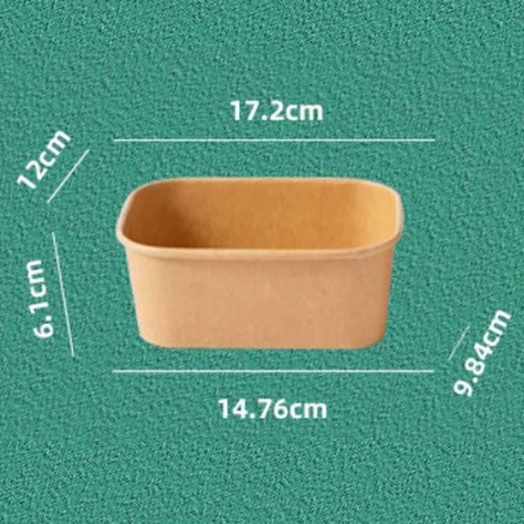 10pcs 850ml Disposable Kraft Paper Lunch Box Rectangular Round Corner Takeaway Packaging Boxes(K28 V