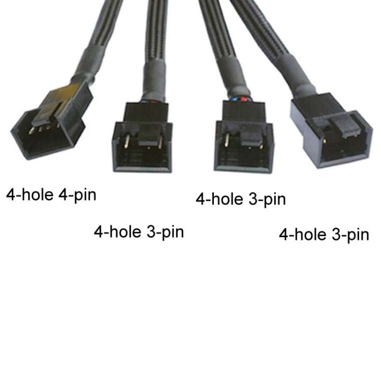 0.27m Computer PWM Temperature Control Cooling Fan Extension Cable Chassis HUB Connector(1 In 4)