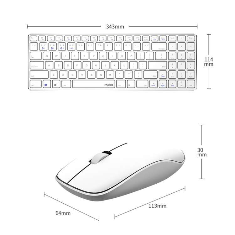 Rapoo 9300G 99 Keys Multi-modes 2.4G + Bluetooth Wireless Keyboard and Mouse Set(White)