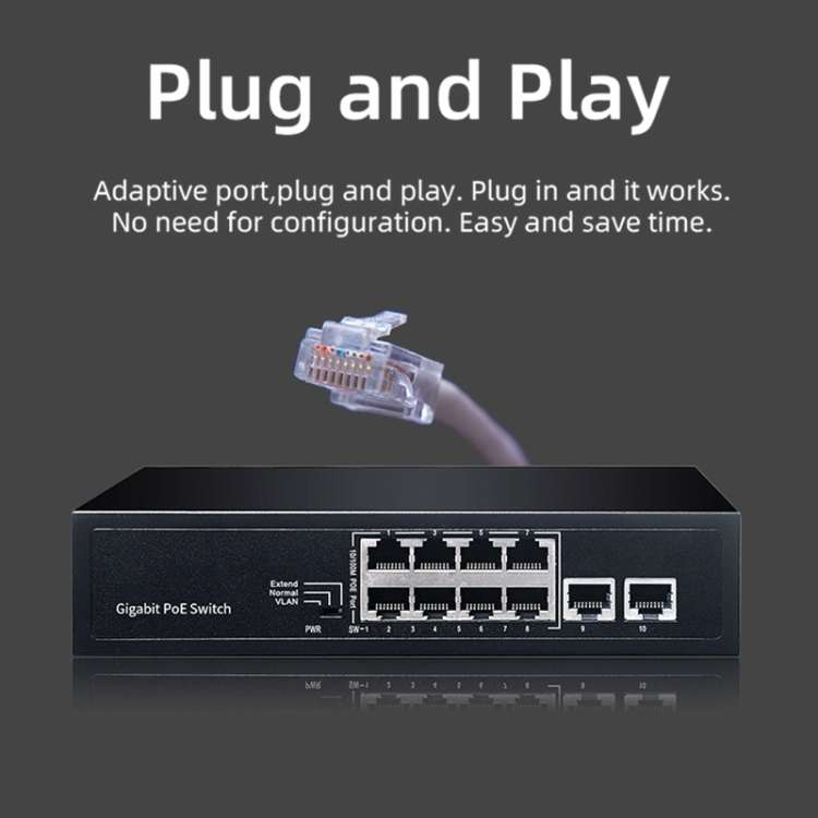 COMFAST CF-SG181P 10 Port Gigabit POE Ethernet Switch 20Gbps Backplane Bandwidth Monitoring