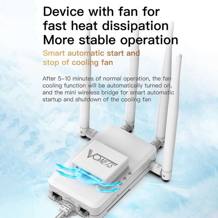 VONETS VAR1200-H 1200Mbps Wireless Bridge External Antenna Dual-Band WiFi Repeater, With DC Adapter