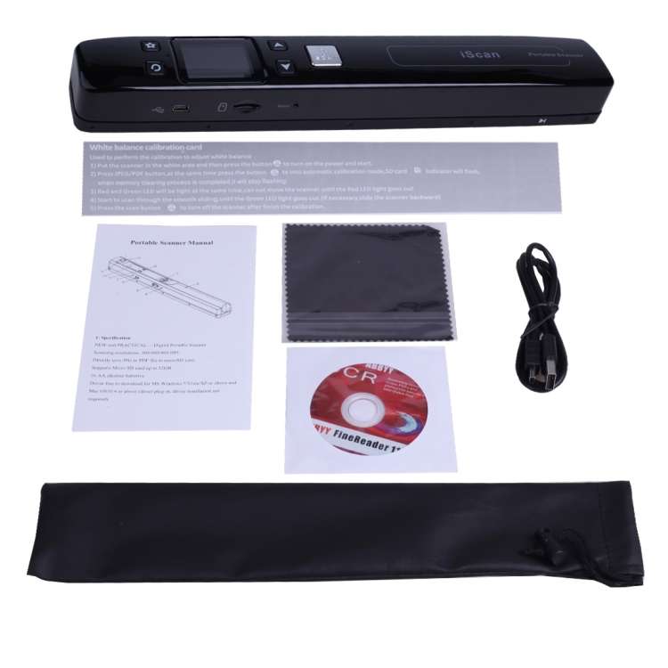 iScan02 Double Roller Mobile Document Portable Handheld Scanner with LED Display,  Support 1050DPI