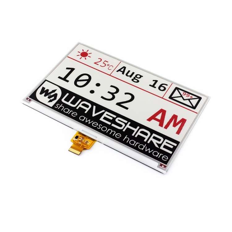 Waveshare 7.5 inch 640x384 E-Ink Display HAT for Raspberry Pi, Three-color, SPI Interface