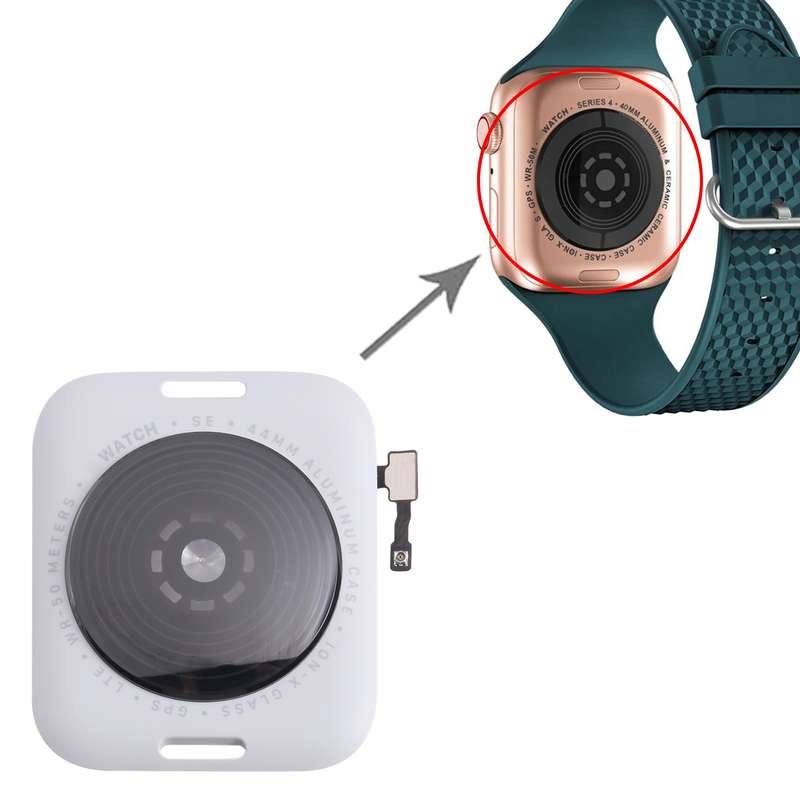 For Apple Watch SE 2022 44mm LTE Edition Rear Housing Glass Cover with Cable (Midnight)