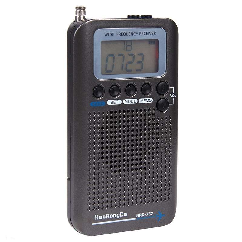 HRD-737 Portable Aircraft Band Radio Wide Frequency Receiver (Black)