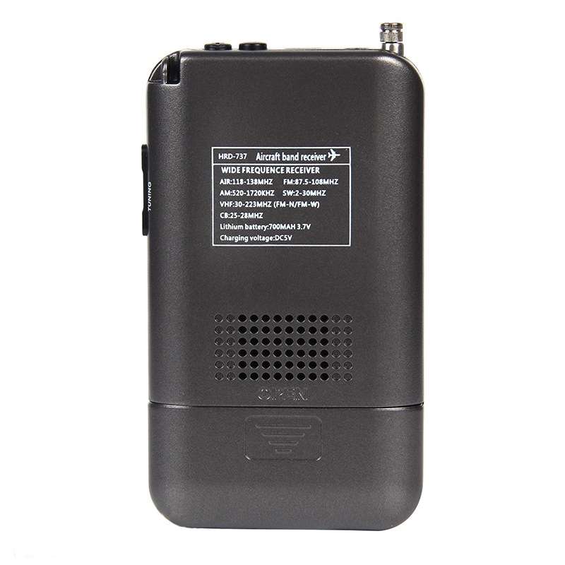 HRD-737 Portable Aircraft Band Radio Wide Frequency Receiver (Black)