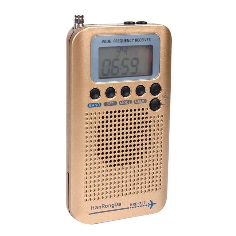 HRD-737 Portable Aircraft Band Radio Wide Frequency Receiver (Gold)
