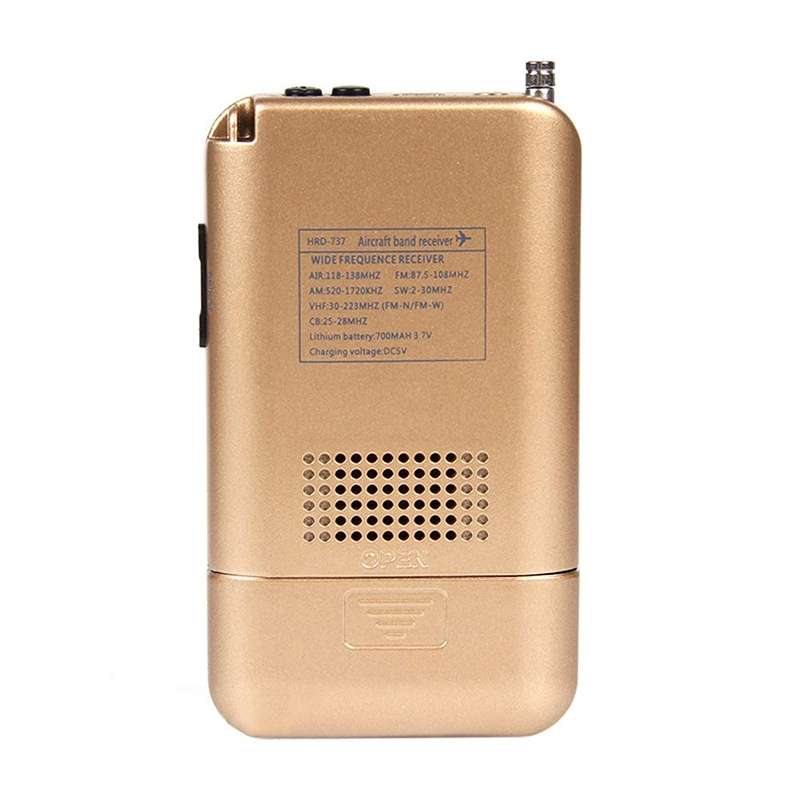 HRD-737 Portable Aircraft Band Radio Wide Frequency Receiver (Gold)
