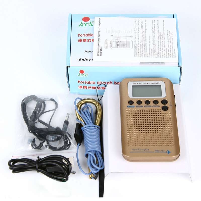 HRD-737 Portable Aircraft Band Radio Wide Frequency Receiver (Gold)