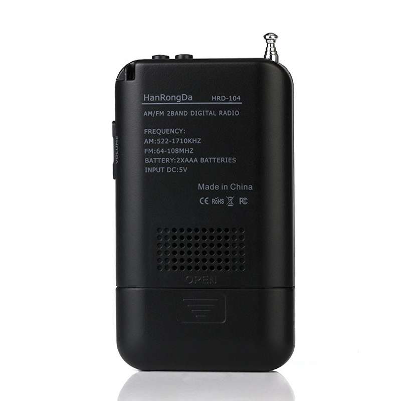 HRD-104 Mini Portable FM + AM Two Band Radio with Loudspeaker(Black)