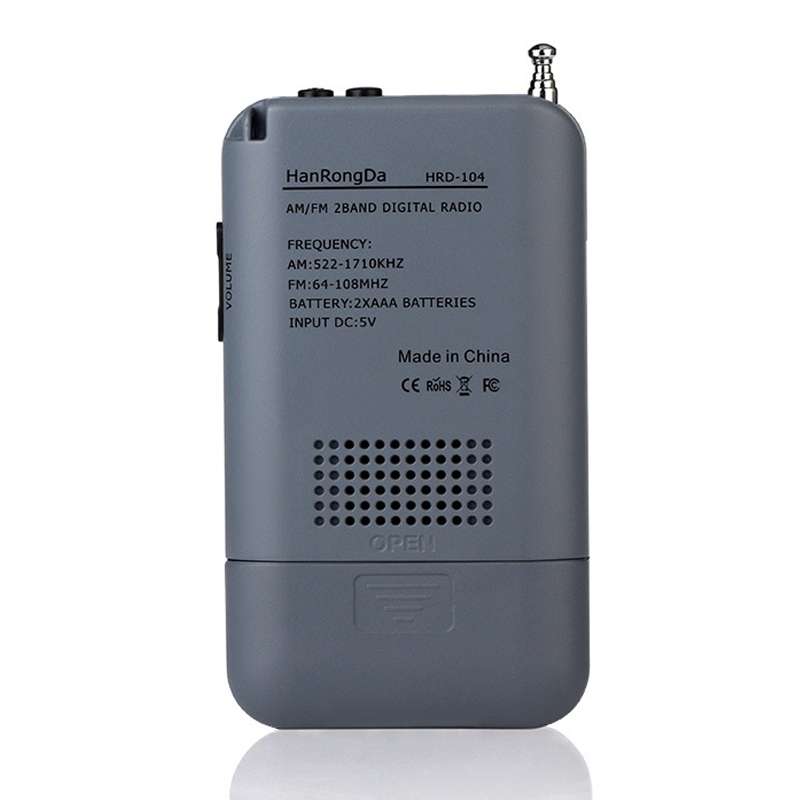 HRD-104 Mini Portable FM + AM Two Band Radio with Loudspeaker(Black)