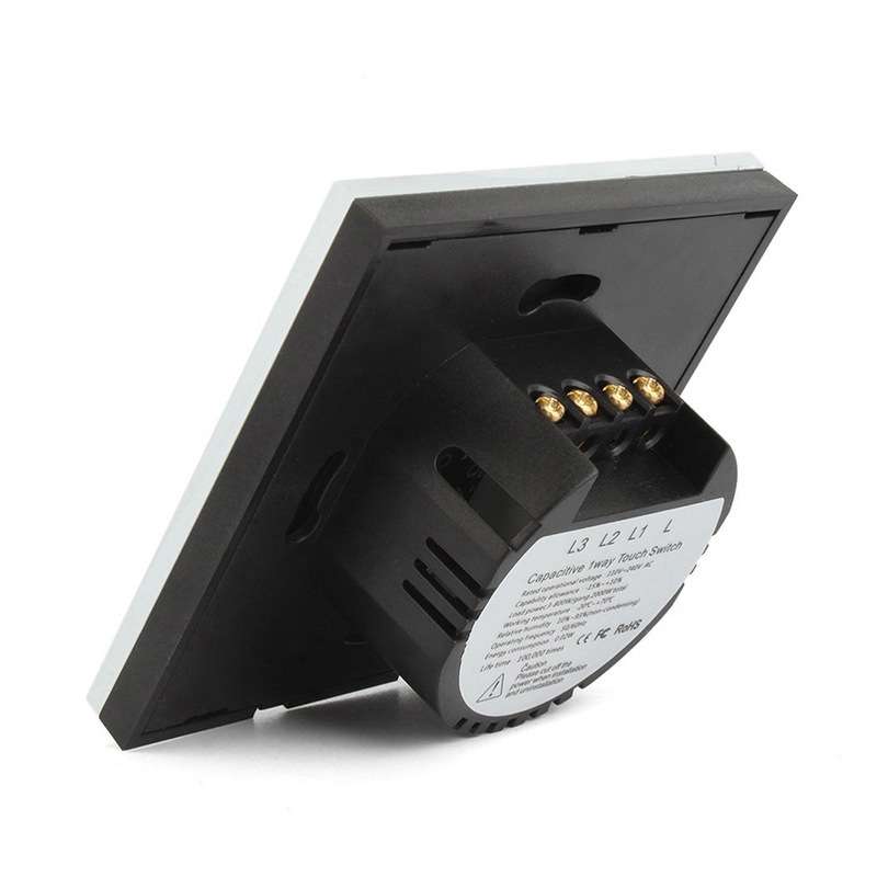 86mm 3 Gang Tempered Glass Panel Wall Switch Smart Home Light Touch Switch with RF433 Remote Control
