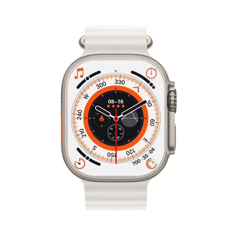 T800 Ultra 1.99 inch Ocean Silicone Band Smart Watch Support Heart Rate / ECG (Yellow)