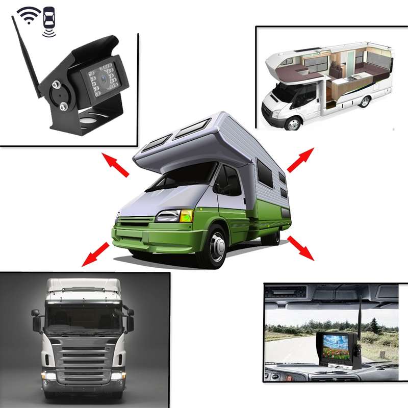 K0232 7 inch 140 Degrees Wide Angle HD Car Rear View Backup Dual Cameras Rearview Monitor Split Scre