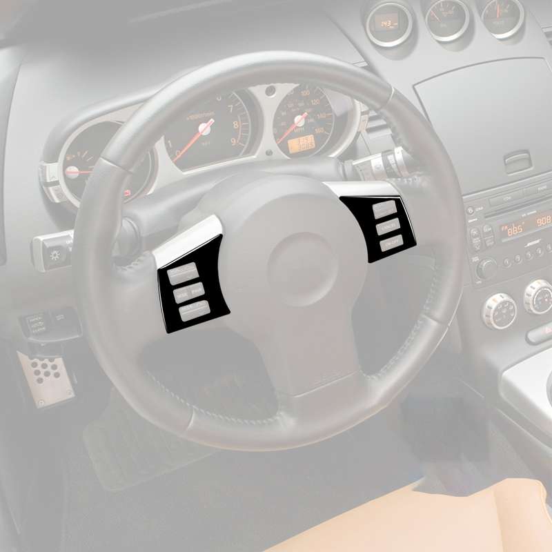 For Nissan 350Z 2003-2009 2pcs Car Steering Wheel Button Frame Type A Decorative Stickers, Left and
