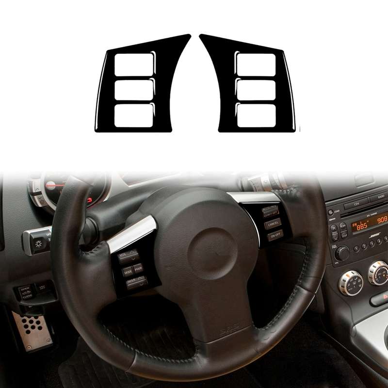 For Nissan 350Z 2003-2009 2pcs Car Steering Wheel Button Frame Type A Decorative Stickers, Left and