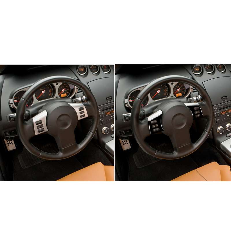 For Nissan 350Z 2003-2009 2pcs Car Steering Wheel Button Frame Type A Decorative Stickers, Left and
