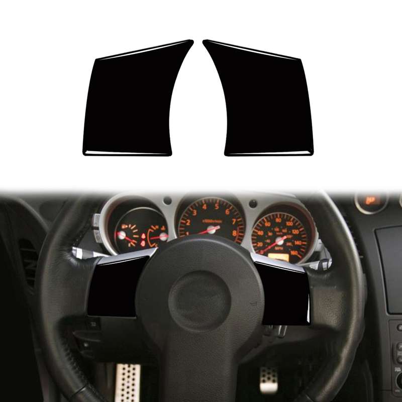 For Nissan 350Z 2003-2009 2pcs Car Steering Wheel Button Frame Type B Decorative Stickers, Left and