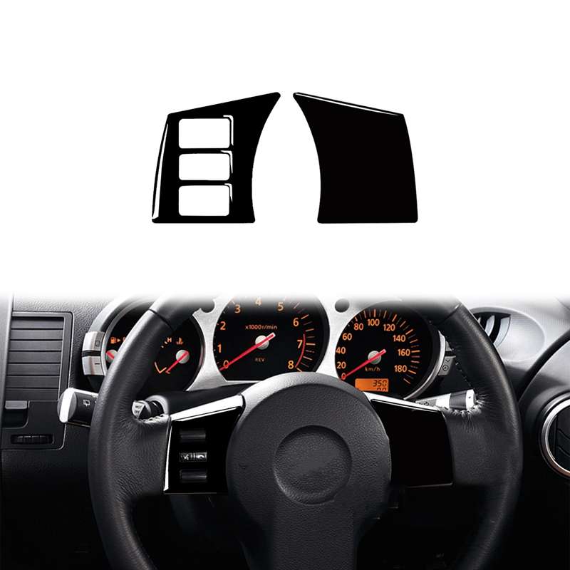 For Nissan 350Z 2003-2009 2pcs Car Steering Wheel Button Frame Type C Decorative Stickers, Left and