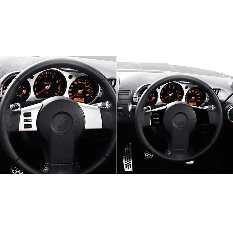 For Nissan 350Z 2003-2009 2pcs Car Steering Wheel Button Frame Type C Decorative Stickers, Left and