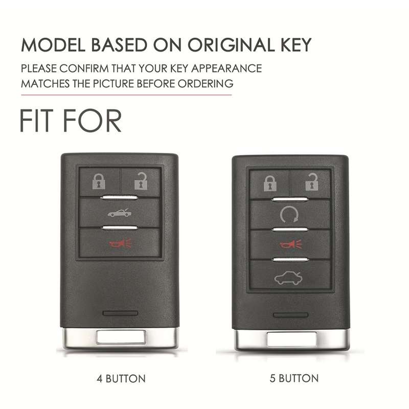 For Cadillac 4-button C090 Car Key Leather Protective Case (Black)