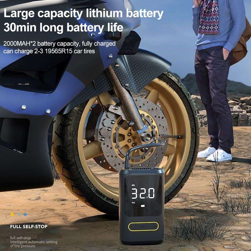 ATJ-8466 Portable Car Tire Air Pump Digital Display Wireless Electric Air Pump, Style: Lithium Batte