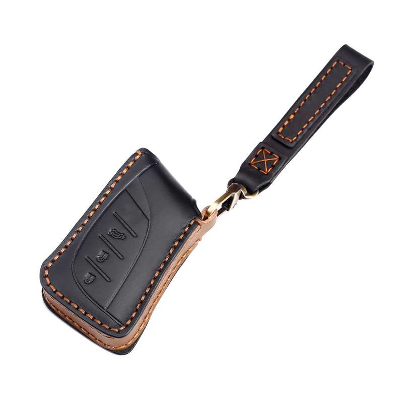 For Lexus 3-button Hallmo Car Cowhide Leather Key Protective Cover Key Case(Black)