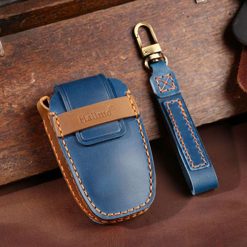 For Lincoln Hallmo Car Cowhide Leather Key Protective Cover Key Case(Black)