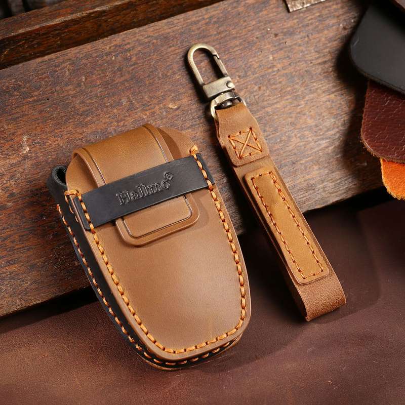 For Lincoln Hallmo Car Cowhide Leather Key Protective Cover Key Case(Black)
