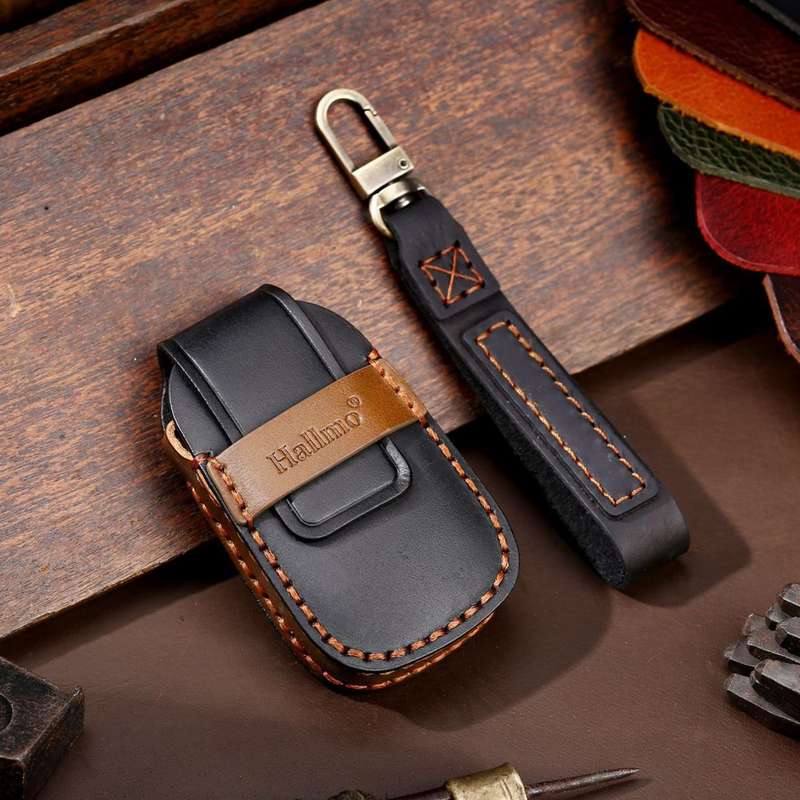 For Chevrolet 5-button Hallmo Car Cowhide Leather Key Protective Cover Key Case(Black)