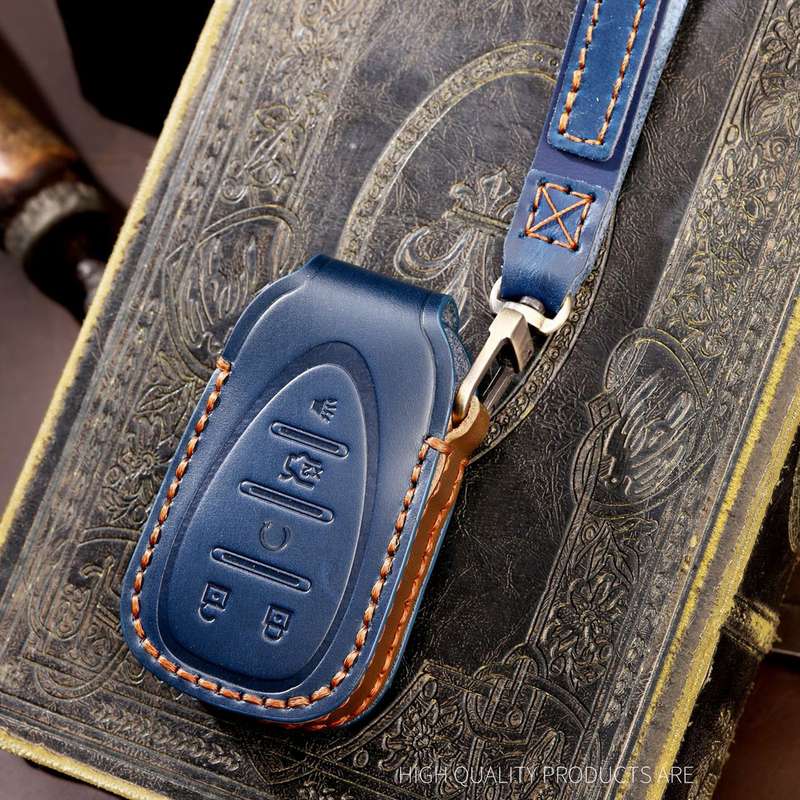 For Chevrolet 5-button Hallmo Car Cowhide Leather Key Protective Cover Key Case(Black)