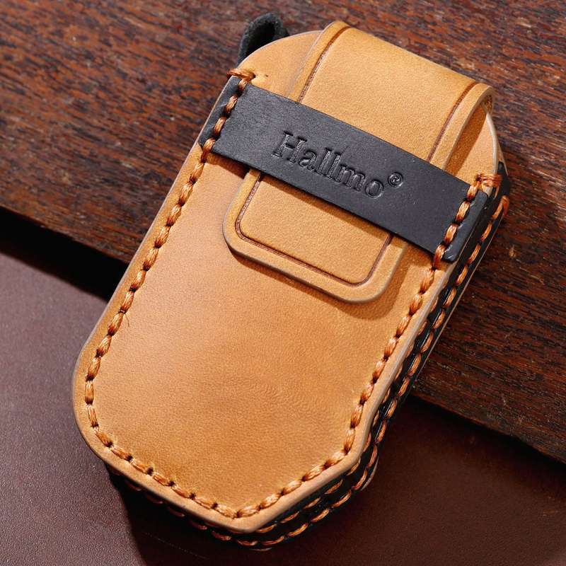 For KIA Carnival EX / SX Hallmo Car Cowhide Leather Key Protective Cover Key Case(Black)