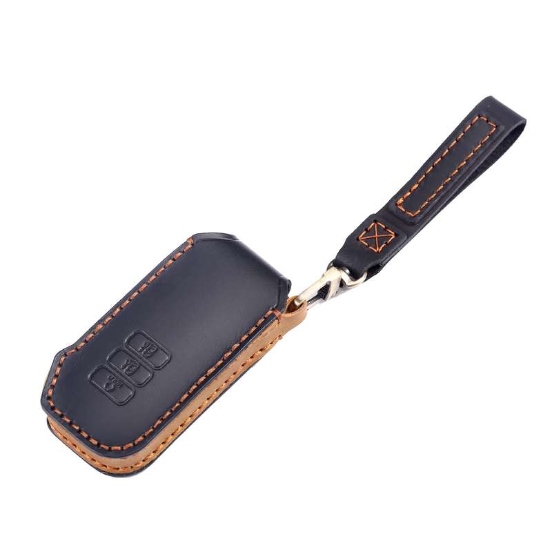 For Kia 3-button Hallmo Car Cowhide Leather Key Protective Cover Key Case(Black)