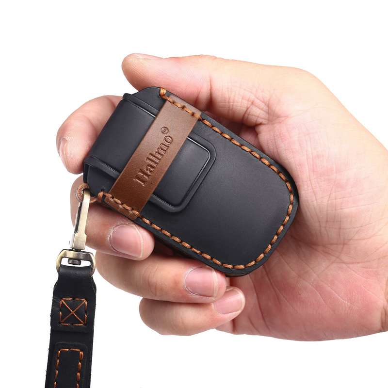 For Kia C133 4-button Hallmo Car Cowhide Leather Key Protective Cover Key Case(Black)