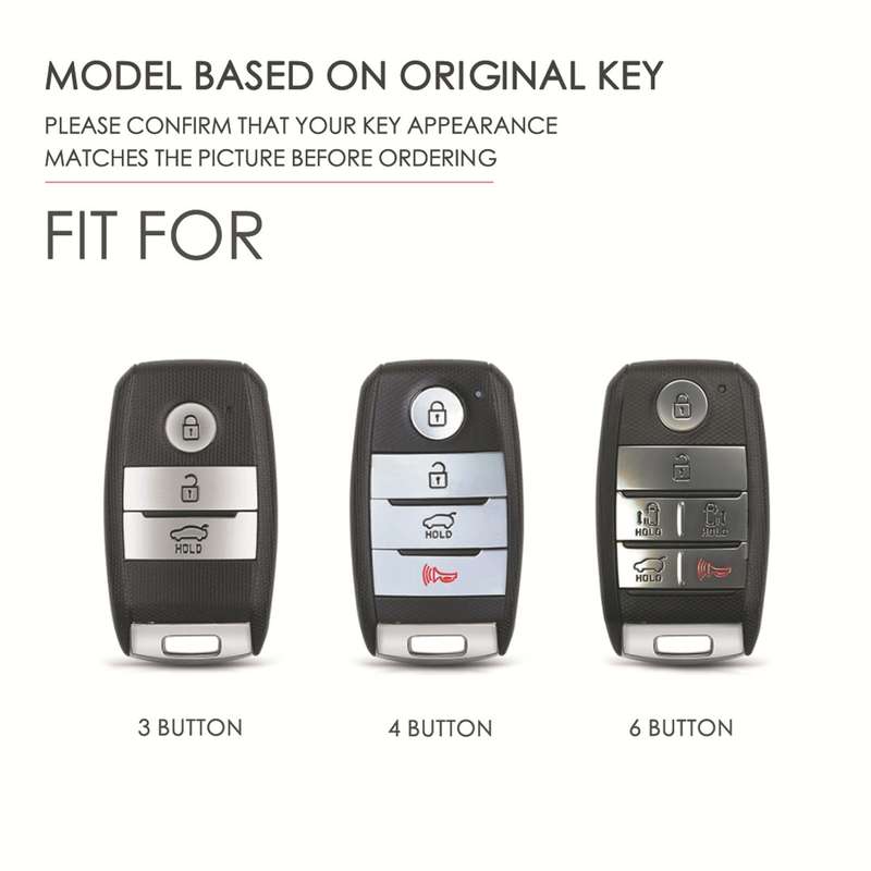 For Kia C133 4-button Hallmo Car Cowhide Leather Key Protective Cover Key Case(Black)