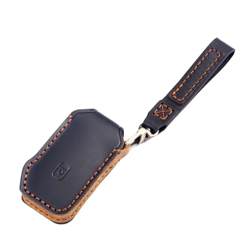 For Kia Sorento / Seltos 2021 / K5 Hallmo Car Cowhide Leather Key Protective Cover Key Case(Black)