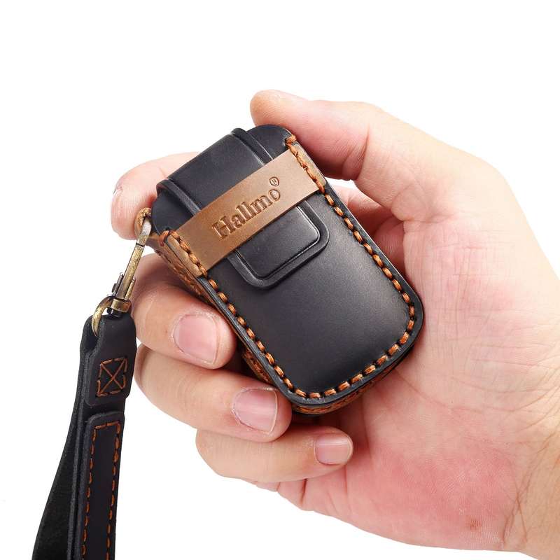 For Kia K4 Hallmo Car Cowhide Leather Key Protective Cover Key Case(Black)