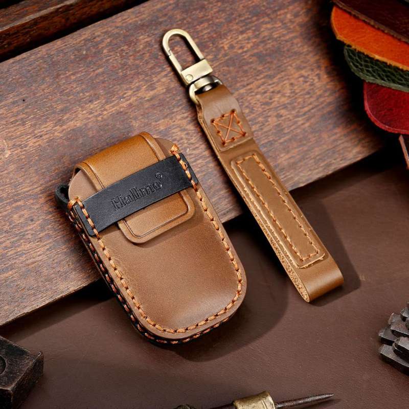 For Kia Sportage R / K5 / K4 / K2 / KX3 Hallmo B Style Car Cowhide Leather Key Protective Cover Key