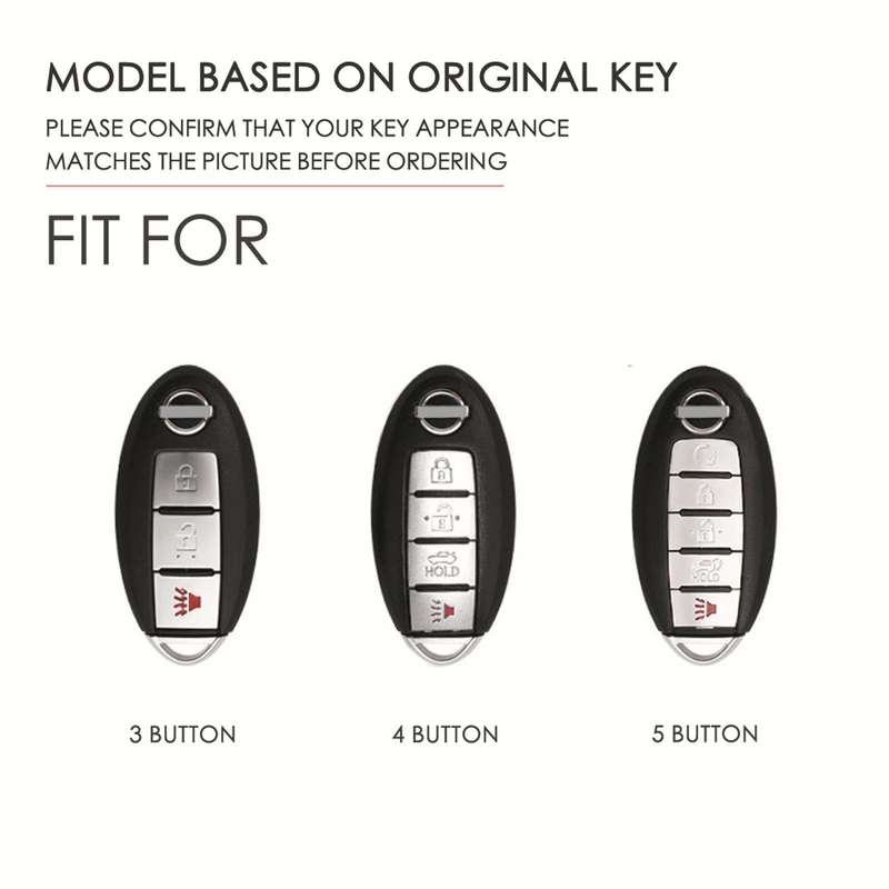 For Nissan 5-button Horn Hallmo Car Cowhide Leather Key Protective Cover Key Case(Black)