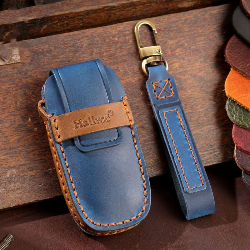 For Nissan Teana / Ariya 2-button Hallmo Car Cowhide Leather Key Protective Cover Key Case(Black)