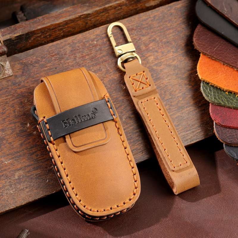 For Nissan Teana / Ariya 3-button Tail Box Hallmo Car Cowhide Leather Key Protective Cover Key Case(