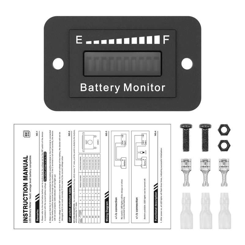 BM210 Electric Vehicles / Golf Carts LED Battery Indicator Adjustable Voltage 12V-72V