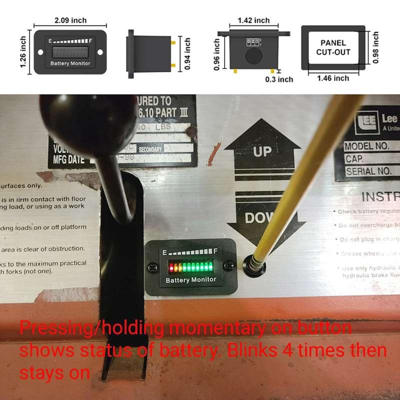 BM210 Electric Vehicles / Golf Carts LED Battery Indicator Adjustable Voltage 12V-72V