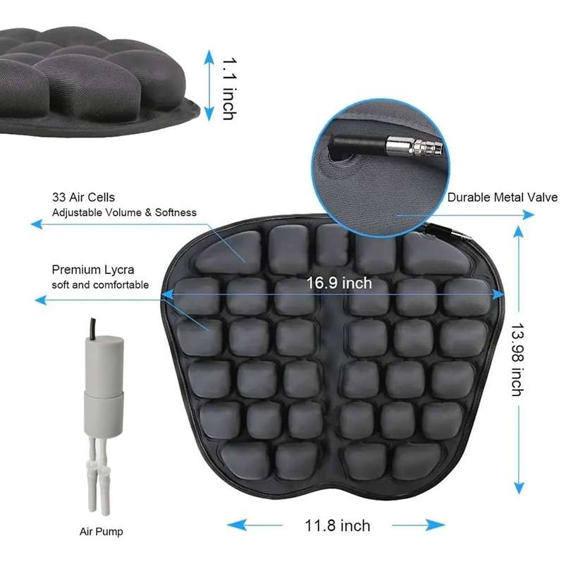 IN-SC003 Car Office Inflatable Airbag Seat Cushion, Style: Electric Water Inflatable Dual-Use (Black