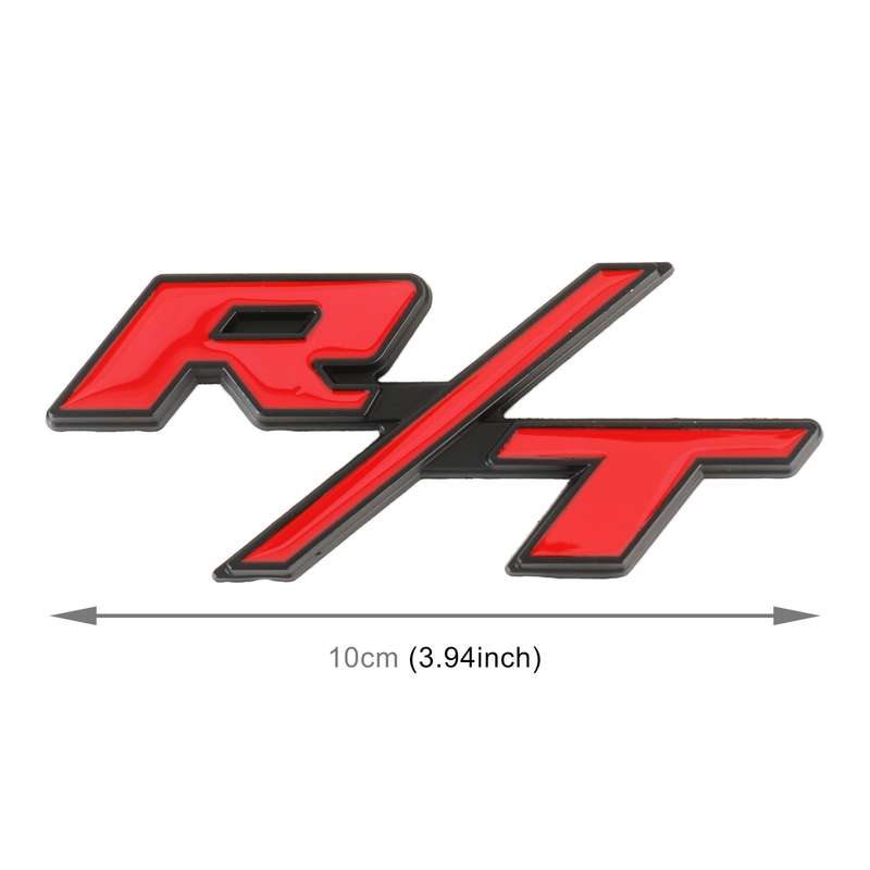 Car R / T Personalized Aluminum Alloy Decorative Stickers, Size:10.5 x 5cm (Black Red)