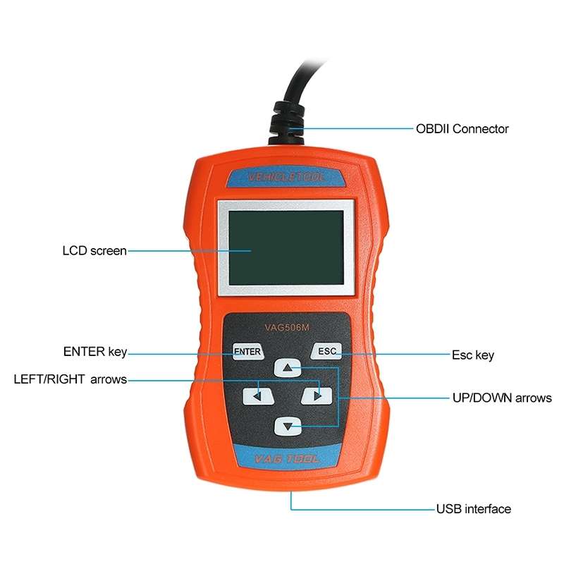 VAG506M Car Mini Code Reader OBD2 Fault Detector Diagnostic Tool, Southern European Version